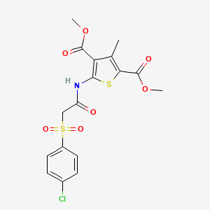 molecular formula C17H16ClNO7S2 B2871881 2,4-Dimethyl 5-[2-(4-chlorobenzenesulfonyl)acetamido]-3-methylthiophene-2,4-dicarboxylate CAS No. 380562-88-9