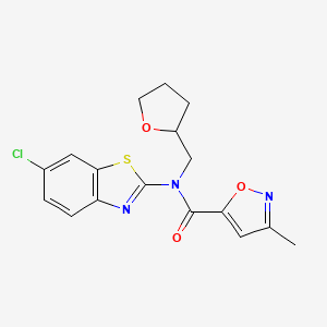 molecular formula C17H16ClN3O3S B2871899 N-(6-氯苯并[d]噻唑-2-基)-3-甲基-N-((四氢呋喃-2-基)甲基)异恶唑-5-甲酰胺 CAS No. 946285-56-9