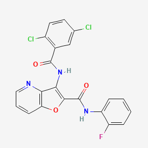 molecular formula C21H12Cl2FN3O3 B2871917 3-(2,5-dichlorobenzamido)-N-(2-fluorophenyl)furo[3,2-b]pyridine-2-carboxamide CAS No. 946322-42-5