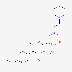 molecular formula C25H28N2O5 B2871919 3-(4-甲氧基苯基)-2-甲基-9-(2-吗啉乙基)-9,10-二氢色烯并[8,7-e][1,3]恶嗪-4(8H)-酮 CAS No. 929402-71-1