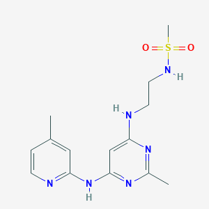 molecular formula C14H20N6O2S B2871925 N-(2-((2-methyl-6-((4-methylpyridin-2-yl)amino)pyrimidin-4-yl)amino)ethyl)methanesulfonamide CAS No. 1428371-54-3