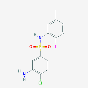 molecular formula C13H12ClIN2O2S B2871927 3-amino-4-chloro-N-(2-iodo-5-methylphenyl)benzene-1-sulfonamide CAS No. 554405-05-9