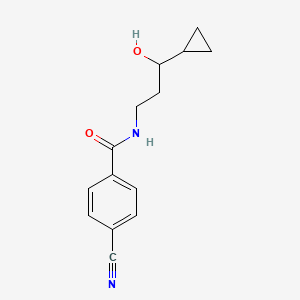 molecular formula C14H16N2O2 B2871928 4-cyano-N-(3-cyclopropyl-3-hydroxypropyl)benzamide CAS No. 1396853-63-6