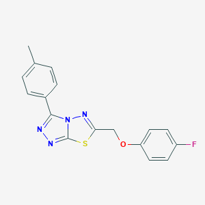 molecular formula C17H13FN4OS B287193 6-[(4-Fluorophenoxy)methyl]-3-(4-methylphenyl)[1,2,4]triazolo[3,4-b][1,3,4]thiadiazole 