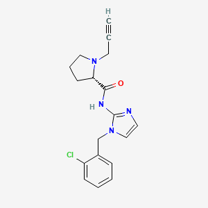 molecular formula C18H19ClN4O B2871931 (2S)-N-{1-[(2-chlorophenyl)methyl]-1H-imidazol-2-yl}-1-(prop-2-yn-1-yl)pyrrolidine-2-carboxamide CAS No. 1376150-54-7