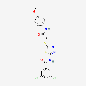 3,5-dichloro-N-[5-[2-(4-methoxyanilino)-2-oxoethyl]sulfanyl-1,3,4-thiadiazol-2-yl]benzamide