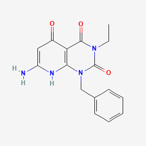 molecular formula C16H16N4O3 B2871935 7-氨基-1-苄基-3-乙基-1H,2H,3H,4H,5H,8H-吡啶并[2,3-d]嘧啶-2,4,5-三酮 CAS No. 571149-80-9