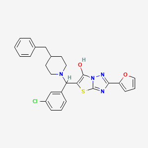 molecular formula C27H25ClN4O2S B2871940 5-((4-苄基哌啶-1-基)(3-氯苯基)甲基)-2-(呋喃-2-基)噻唑并[3,2-b][1,2,4]三唑-6-醇 CAS No. 898465-02-6