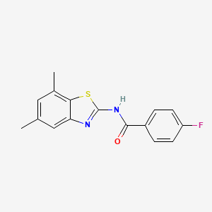 molecular formula C16H13FN2OS B2871954 N-(5,7-dimethyl-1,3-benzothiazol-2-yl)-4-fluorobenzamide CAS No. 912760-59-9