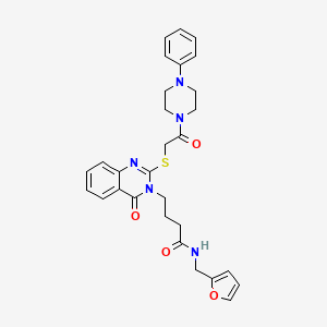 molecular formula C29H31N5O4S B2871955 N-(呋喃-2-基甲基)-4-[4-氧代-2-[2-氧代-2-(4-苯基哌嗪-1-基)乙基]硫代喹唑啉-3-基]丁酰胺 CAS No. 422292-07-7