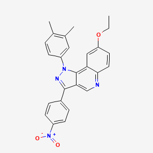 molecular formula C26H22N4O3 B2871959 1-(3,4-二甲基苯基)-8-乙氧基-3-(4-硝基苯基)-1H-吡唑并[4,3-c]喹啉 CAS No. 901045-18-9
