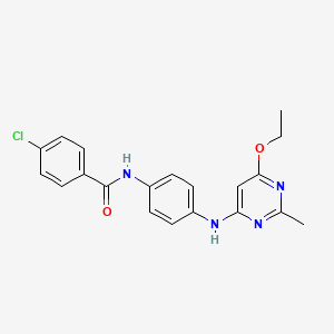 molecular formula C20H19ClN4O2 B2871967 4-氯-N-(4-((6-乙氧基-2-甲基嘧啶-4-基)氨基)苯基)苯甲酰胺 CAS No. 946355-39-1
