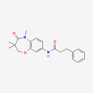 molecular formula C21H24N2O3 B2871968 3-phenyl-N-(3,3,5-trimethyl-4-oxo-2,3,4,5-tetrahydrobenzo[b][1,4]oxazepin-8-yl)propanamide CAS No. 921518-69-6