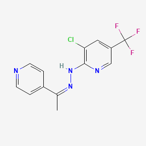 molecular formula C13H10ClF3N4 B2871978 1-(4-pyridinyl)-1-ethanone N-[3-chloro-5-(trifluoromethyl)-2-pyridinyl]hydrazone CAS No. 339111-84-1