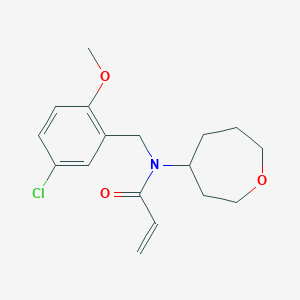 molecular formula C17H22ClNO3 B2871980 N-[(5-Chloro-2-methoxyphenyl)methyl]-N-(oxepan-4-yl)prop-2-enamide CAS No. 2411238-31-6