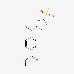 molecular formula C14H17NO5S B2871983 Methyl 4-(3-(methylsulfonyl)pyrrolidine-1-carbonyl)benzoate CAS No. 1448075-64-6
