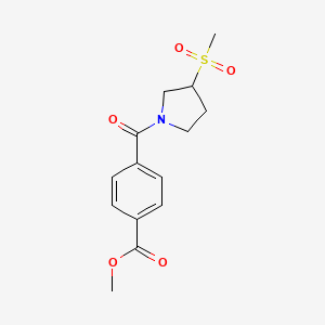 molecular formula C14H17NO5S B2871983 4-(3-(甲磺酰基)吡咯烷-1-羰基)苯甲酸甲酯 CAS No. 1448075-64-6