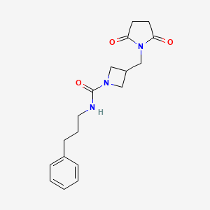 molecular formula C18H23N3O3 B2871985 3-[(2,5-Dioxopyrrolidin-1-yl)methyl]-N-(3-phenylpropyl)azetidine-1-carboxamide CAS No. 2320465-49-2