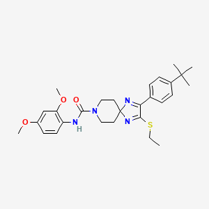molecular formula C28H36N4O3S B2871986 2-(4-tert-butylphenyl)-N-(2,4-dimethoxyphenyl)-3-(ethylthio)-1,4,8-triazaspiro[4.5]deca-1,3-diene-8-carboxamide CAS No. 894881-57-3
