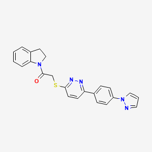 molecular formula C23H19N5OS B2871997 1-(2,3-Dihydroindol-1-yl)-2-[6-(4-pyrazol-1-ylphenyl)pyridazin-3-yl]sulfanylethanone CAS No. 1003156-79-3