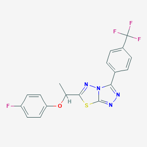 molecular formula C18H12F4N4OS B287200 6-[1-(4-Fluorophenoxy)ethyl]-3-[4-(trifluoromethyl)phenyl][1,2,4]triazolo[3,4-b][1,3,4]thiadiazole 