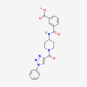 molecular formula C23H23N5O4 B2872003 methyl 3-((1-(1-phenyl-1H-1,2,3-triazole-4-carbonyl)piperidin-4-yl)carbamoyl)benzoate CAS No. 1251695-52-9