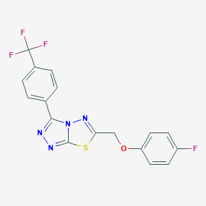 molecular formula C17H10F4N4OS B287201 6-[(4-Fluorophenoxy)methyl]-3-[4-(trifluoromethyl)phenyl][1,2,4]triazolo[3,4-b][1,3,4]thiadiazole 