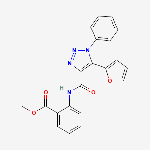 molecular formula C21H16N4O4 B2872010 Methyl 2-[(5-(2-furyl)-1-phenyl-1,2,3-triazol-4-yl)carbonylamino]benzoate CAS No. 950256-05-0