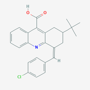 (4Z)-2-Tert-butyl-4-[(4-chlorophenyl)methylidene]-2,3-dihydro-1H-acridine-9-carboxylic acid
