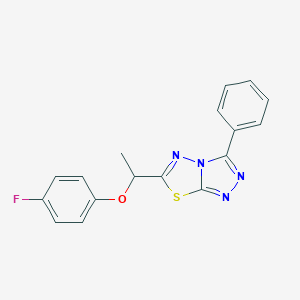 molecular formula C17H13FN4OS B287202 6-[1-(4-Fluorophenoxy)ethyl]-3-phenyl[1,2,4]triazolo[3,4-b][1,3,4]thiadiazole 