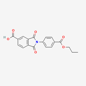 molecular formula C19H15NO6 B2872020 1,3-Dioxo-2-[4-(propoxycarbonyl)phenyl]isoindoline-5-carboxylic acid CAS No. 100162-30-9