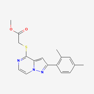 molecular formula C17H17N3O2S B2872024 Methyl {[2-(2,4-dimethylphenyl)pyrazolo[1,5-a]pyrazin-4-yl]thio}acetate CAS No. 1242877-38-8