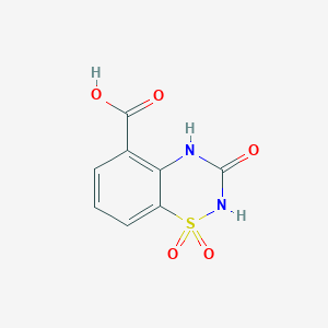 molecular formula C8H6N2O5S B2872030 3-oxo-3,4-dihydro-2H-benzo[e][1,2,4]thiadiazine-5-carboxylic acid 1,1-dioxide CAS No. 1943702-00-8