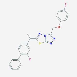 molecular formula C24H18F2N4OS B287204 {6-[1-(2-Fluoro[1,1'-biphenyl]-4-yl)ethyl][1,2,4]triazolo[3,4-b][1,3,4]thiadiazol-3-yl}methyl 4-fluorophenyl ether 