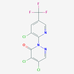 molecular formula C10H3Cl3F3N3O B2872041 4,5-Dichloro-2-(3-chloro-5-(trifluoromethyl)-2-pyridinyl)-3(2H)-pyridazinone CAS No. 89570-63-8