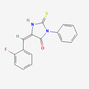 molecular formula C16H11FN2OS B2872042 (5E)-5-(2-fluorobenzylidene)-2-mercapto-3-phenyl-3,5-dihydro-4H-imidazol-4-one CAS No. 324073-82-7