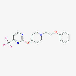 molecular formula C18H20F3N3O2 B2872047 2-[1-(2-Phenoxyethyl)piperidin-4-yl]oxy-4-(trifluoromethyl)pyrimidine CAS No. 2380082-00-6