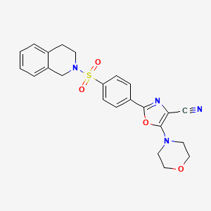 molecular formula C23H22N4O4S B2872049 2-(4-((3,4-dihydroisoquinolin-2(1H)-yl)sulfonyl)phenyl)-5-morpholinooxazole-4-carbonitrile CAS No. 941003-01-6