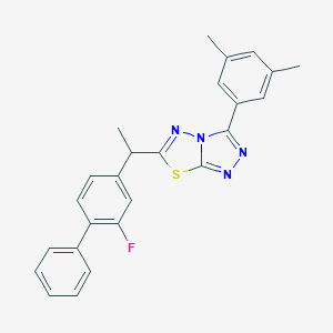 molecular formula C25H21FN4S B287205 3-(3,5-Dimethylphenyl)-6-[1-(2-fluoro[1,1'-biphenyl]-4-yl)ethyl][1,2,4]triazolo[3,4-b][1,3,4]thiadiazole 