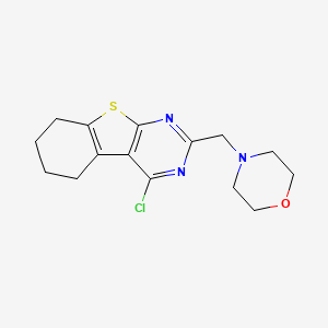 molecular formula C15H18ClN3OS B2872050 4-[(4-Chloro-5,6,7,8-tetrahydro-[1]benzothiolo[2,3-d]pyrimidin-2-yl)methyl]morpholine CAS No. 721414-43-3