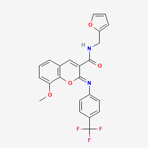 molecular formula C23H17F3N2O4 B2872062 (2Z)-N-(furan-2-ylmethyl)-8-methoxy-2-{[4-(trifluoromethyl)phenyl]imino}-2H-chromene-3-carboxamide CAS No. 1327169-10-7