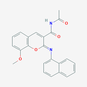 molecular formula C23H18N2O4 B2872064 (Z)-N-acetyl-8-methoxy-2-(naphthalen-1-ylimino)-2H-chromene-3-carboxamide CAS No. 330837-23-5