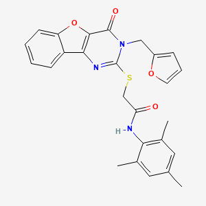 2-{[3-(2-furylmethyl)-4-oxo-3,4-dihydro[1]benzofuro[3,2-d]pyrimidin-2-yl]thio}-N-mesitylacetamide