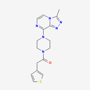 molecular formula C16H18N6OS B2872068 1-(4-(3-Methyl-[1,2,4]triazolo[4,3-a]pyrazin-8-yl)piperazin-1-yl)-2-(thiophen-3-yl)ethanone CAS No. 2034507-18-9