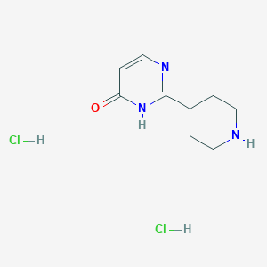 molecular formula C9H15Cl2N3O B2872072 2-哌啶-4-基-1H-嘧啶-6-酮；二盐酸盐 CAS No. 2243512-83-4