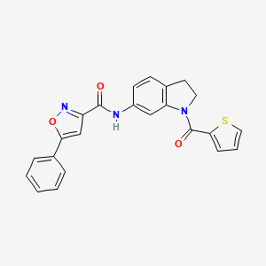 molecular formula C23H17N3O3S B2872077 5-苯基-N-(1-(噻吩-2-羰基)吲哚啉-6-基)异恶唑-3-甲酰胺 CAS No. 1207004-80-5