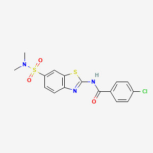 molecular formula C16H14ClN3O3S2 B2872084 4-chloro-N-(6-(N,N-dimethylsulfamoyl)benzo[d]thiazol-2-yl)benzamide CAS No. 923186-87-2
