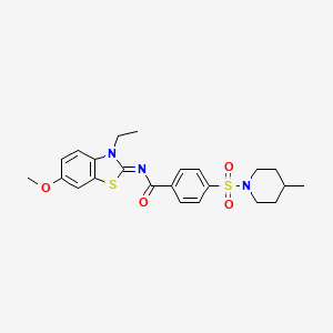 molecular formula C23H27N3O4S2 B2872086 N-(3-ethyl-6-methoxy-1,3-benzothiazol-2-ylidene)-4-(4-methylpiperidin-1-yl)sulfonylbenzamide CAS No. 850909-73-8