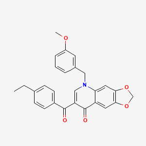 molecular formula C27H23NO5 B2872088 7-(4-Ethylbenzoyl)-5-[(3-methoxyphenyl)methyl]-[1,3]dioxolo[4,5-g]quinolin-8-one CAS No. 866727-43-7