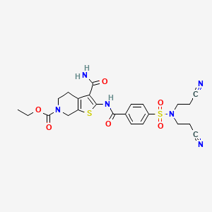 molecular formula C24H26N6O6S2 B2872096 ethyl 2-(4-(N,N-bis(2-cyanoethyl)sulfamoyl)benzamido)-3-carbamoyl-4,5-dihydrothieno[2,3-c]pyridine-6(7H)-carboxylate CAS No. 681437-57-0